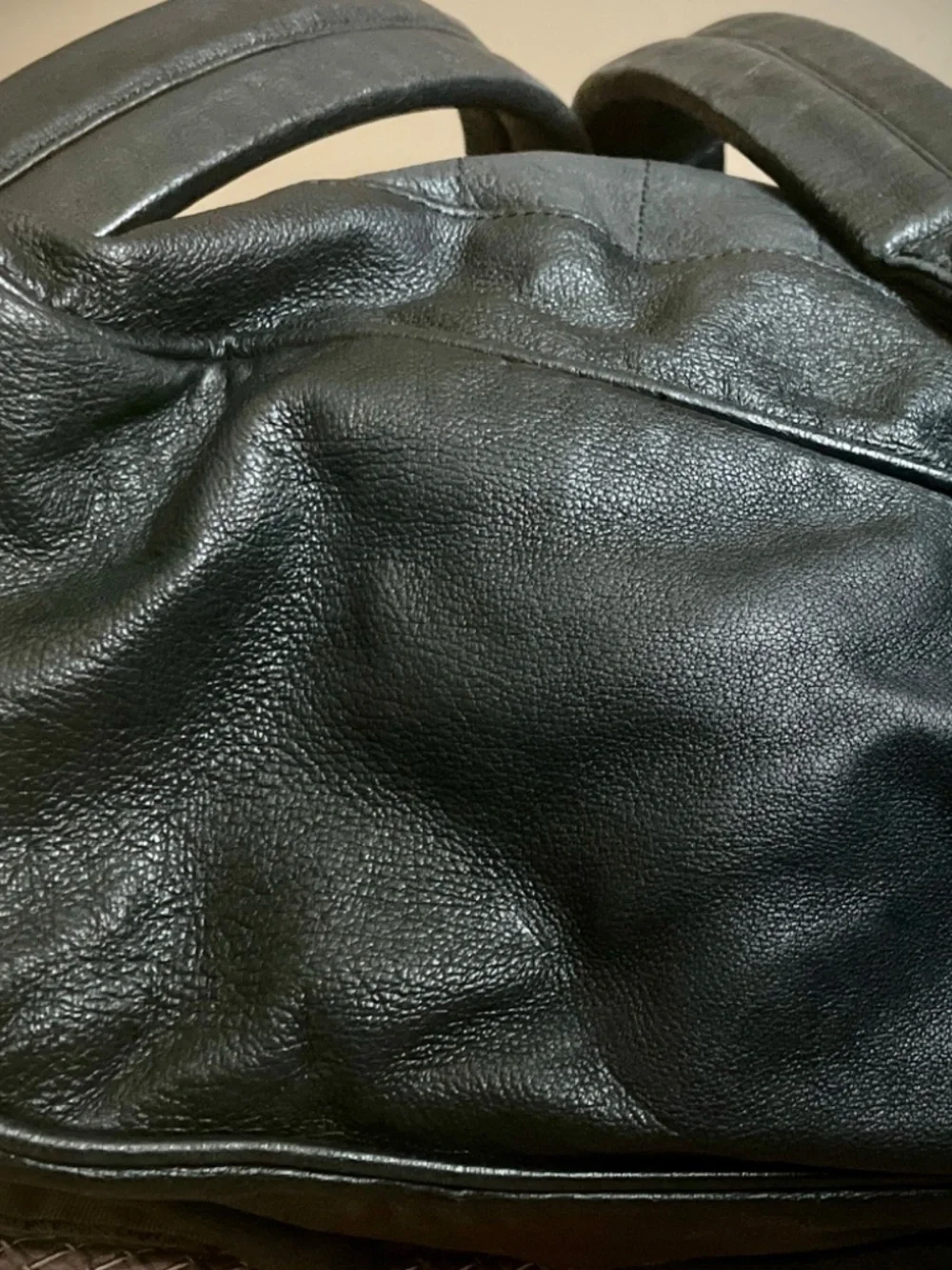 Vintage 90s Hard Rock Cafe Black Embossed Leather Boston Rucksack Backpack